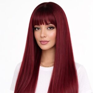 Long Straight Ponytail Extension – Burgundy / Wine Red – Hair Piece